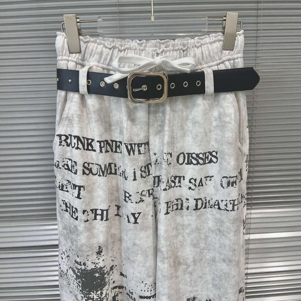 2025 Summer New Printed Versatile Vintage Letter Belt Pants
