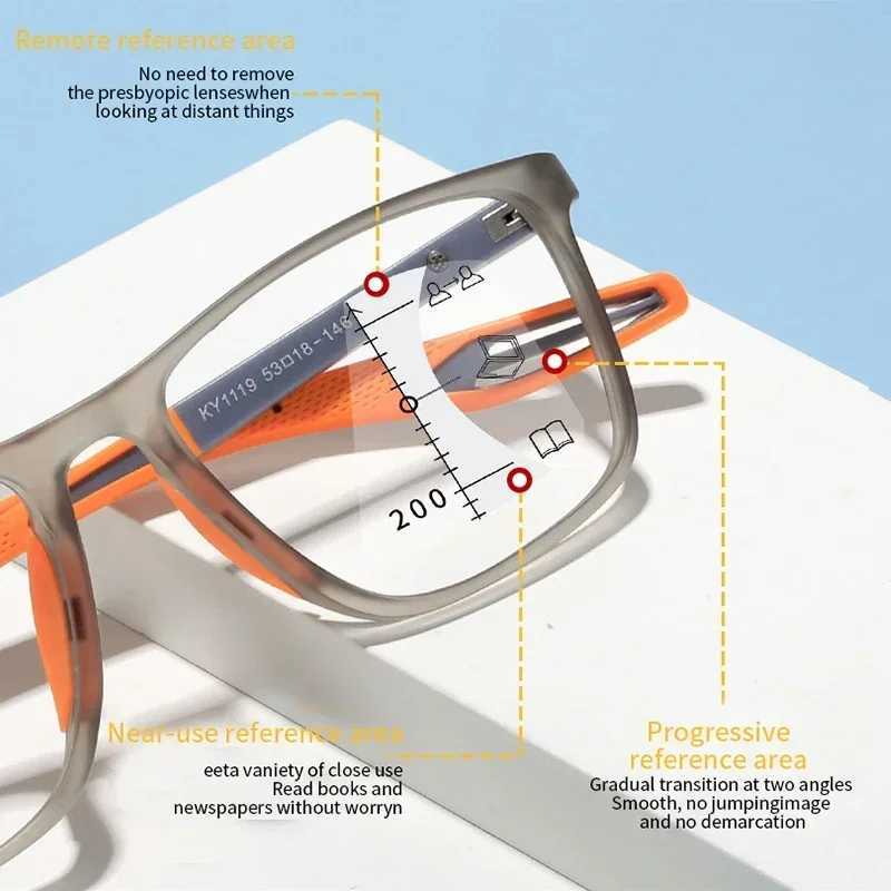 TR90 Anti-blue Light Multifocal Reading Glasses Men Women Progressive Near Far Eyewear Ultralight Sports Farsight Eyeglasses W250513