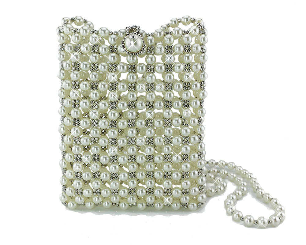 Pearl bag, bead string crossbody shoulder bag, Korean style ING