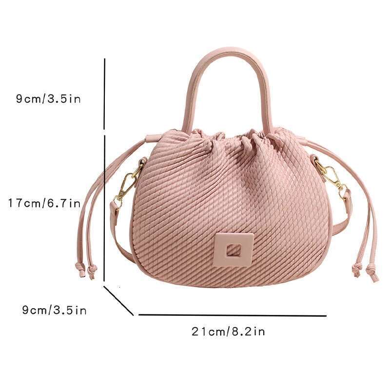 In 2024, The New Solid-Color High-Grade Pleated Rhomboid PU Shoulder Bag Is Small Delicate, Simple And Generous