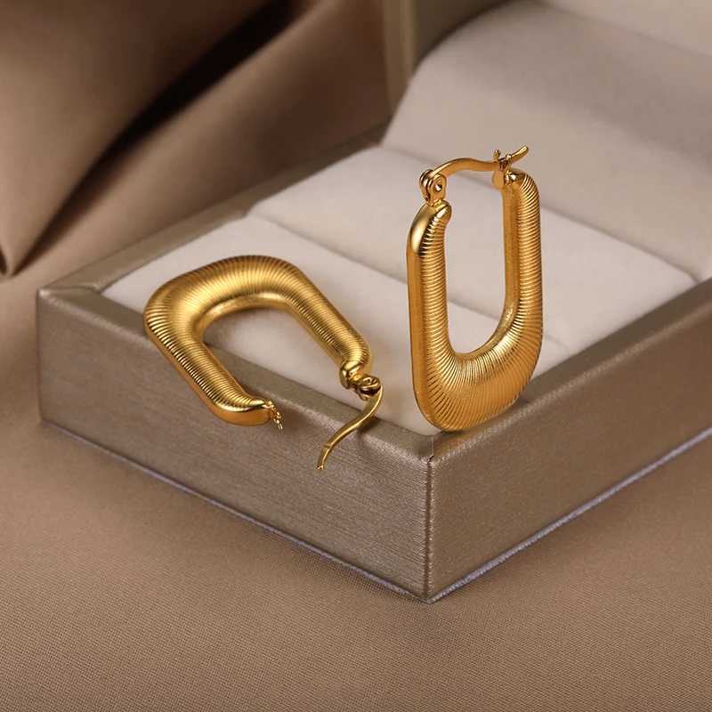 Classic Stainless Steel Women Earrings Trendy Gold Color Small Large Circle Hoop Earing Punk Hip Hop Jewelry Accessories Y250510