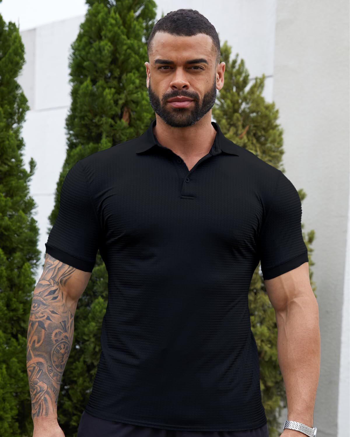 Mens Polo shirt Men's Muscle Polo Shirts Dry Fit Short Sleeve Stretch Slim Fit T Shirts Workout Golf Shirt Polos shirts tshirt Casual tops summer