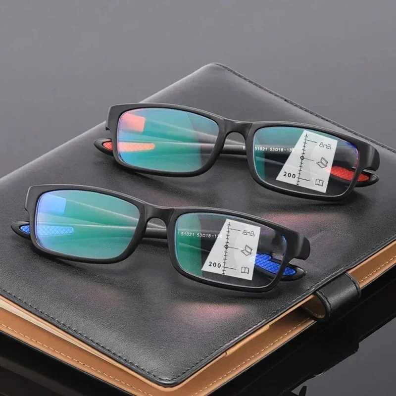 Mens Vintage Ultralight Multifocal Glasses Unisex Women Anti-blue Progressive Reading Glasses Fashion Near Far Eyewear 0 To +4.0 W250513