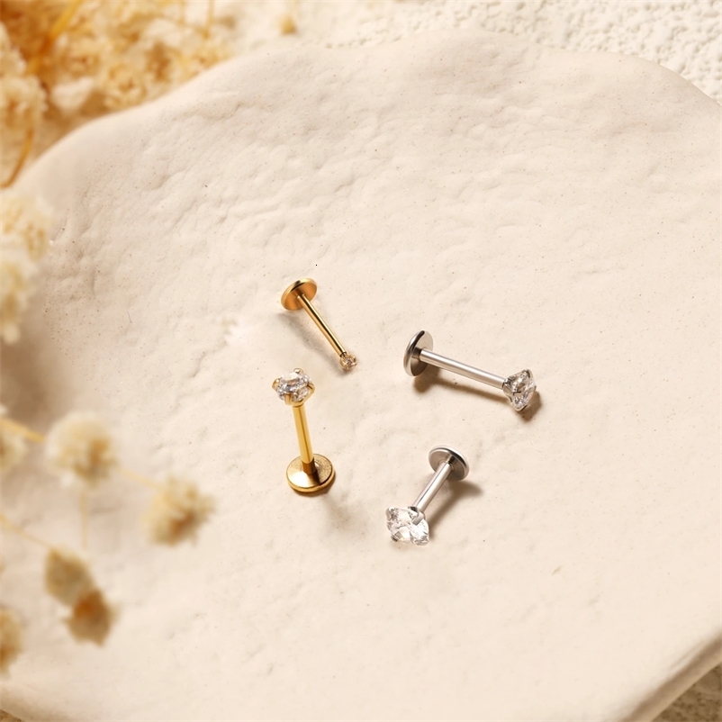 2/8PCS Stainless Steel Eearring Nose Stud Cartilage Piercing Jewelry Helix Tragus Lip Gold Color Tiny Earrings for Women 18G 250512