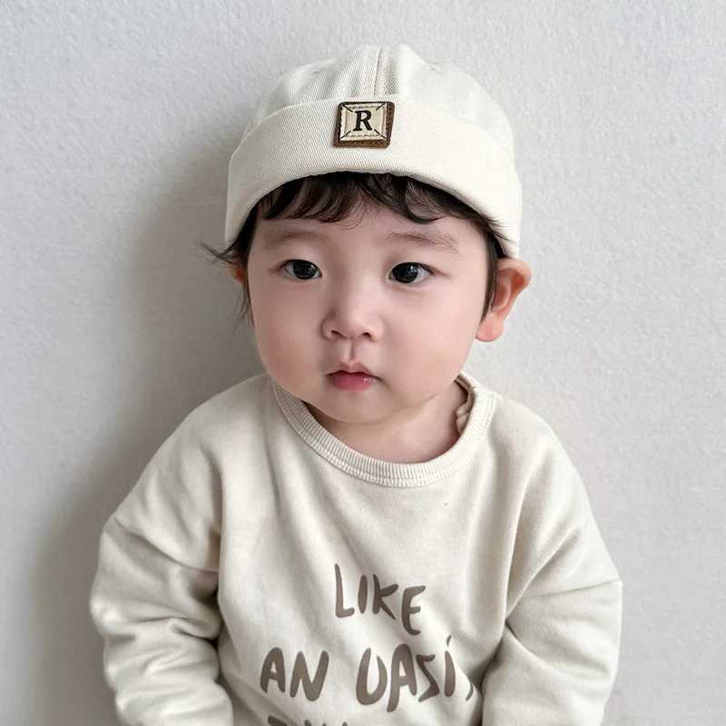 Solid Color Baby Dome Brimless Hat Boys Girls Hip Hop Docker Cap Fashion Children Melon Cap Vintage Kids Landlord Hats Beanie R250512