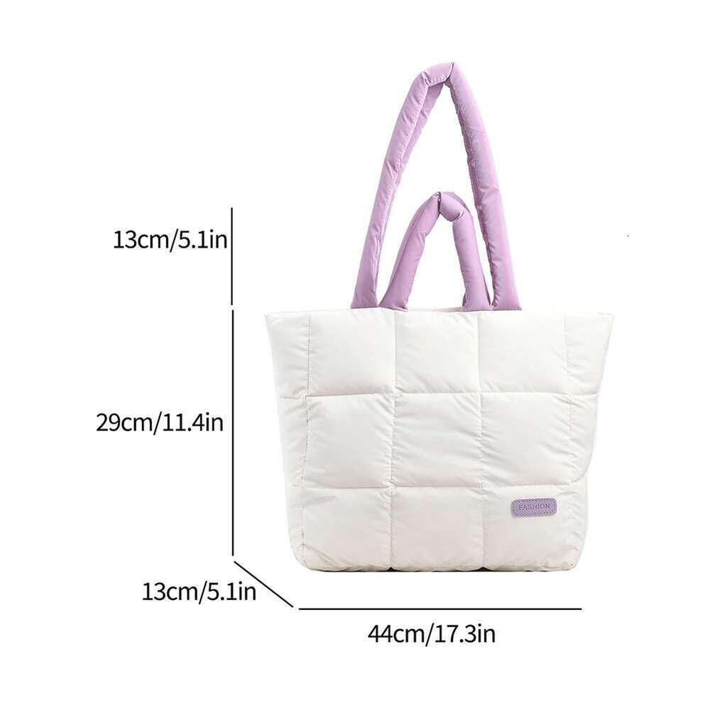 Women Shoulder Bags Fashion Large Tote Padded Handbags Designer Quilted Nylon Down Cotton Crossbody Bag Winter Purse
