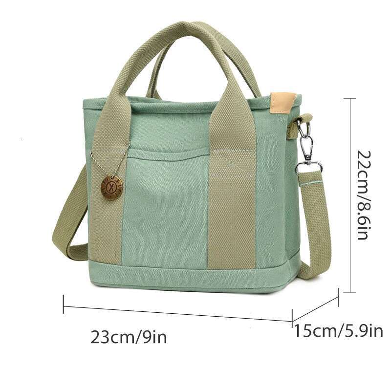 Rilibegan Girls Canvas Multi-Pocket Bento Large Capacity Handbag Single Shoulder Crossbody Bag