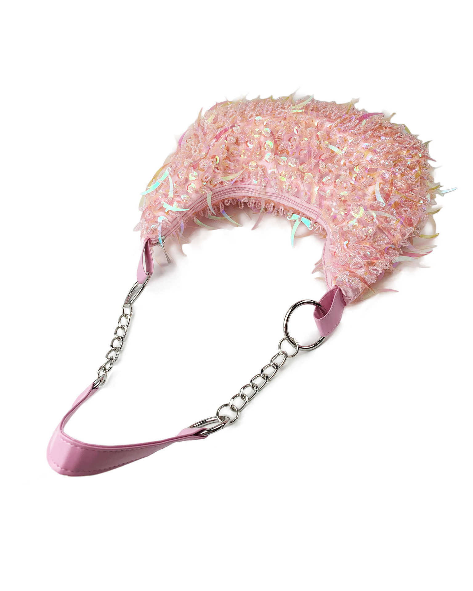 Double sided nail bead pointed round bead hand string tassel underarm back women's bag large bag