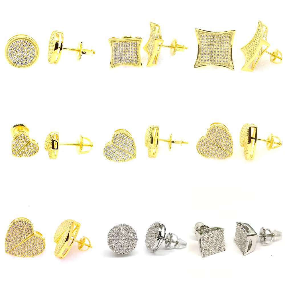 Hotsale Iced Out Hip Hop Heart Women Jewellery Cheap Price 925 Sterling Silver Custom VVS Moissanite Diamond Stud Earrings