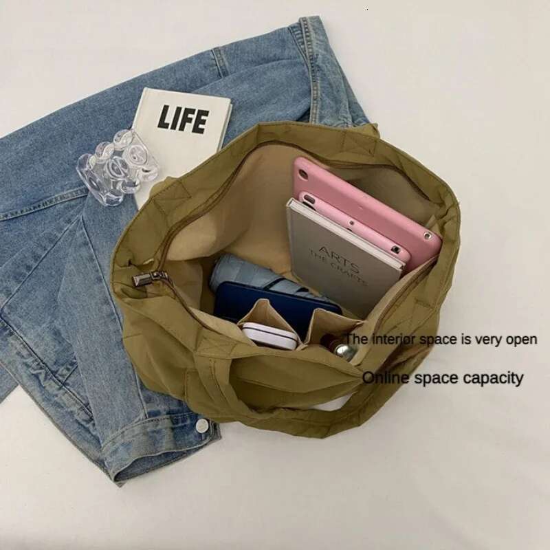 Personalized Simple Shoulder New Casual Unisex Large Capacity Tote Solid Commuter Versatile Zipper Underarm Bag