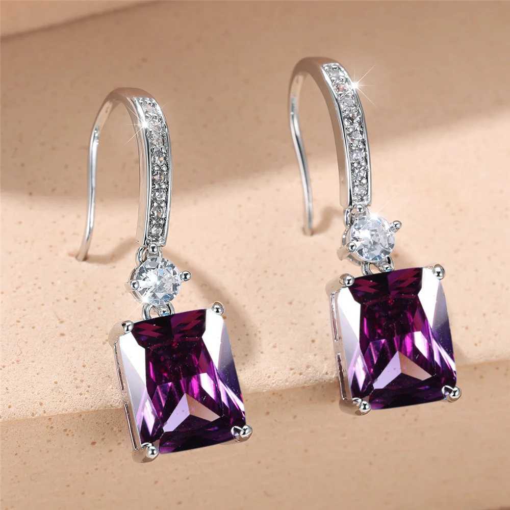 Charm Female Water Blue Crystal Stone Drop Earrings Silver Color Cute Trendy Bridal Wedding Jewelry For Women Y250510