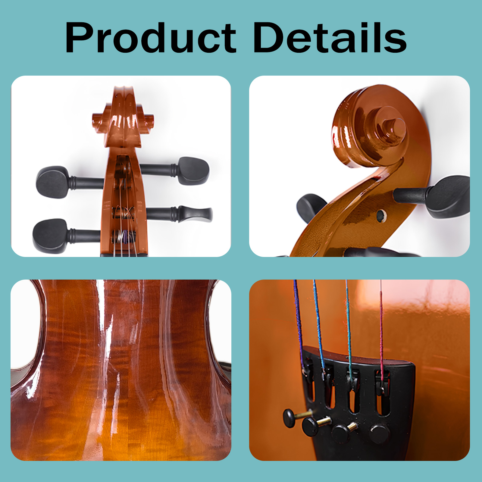 Solid Wood Handmade Cello - Exquisite Craftsmanship with Natural Textures