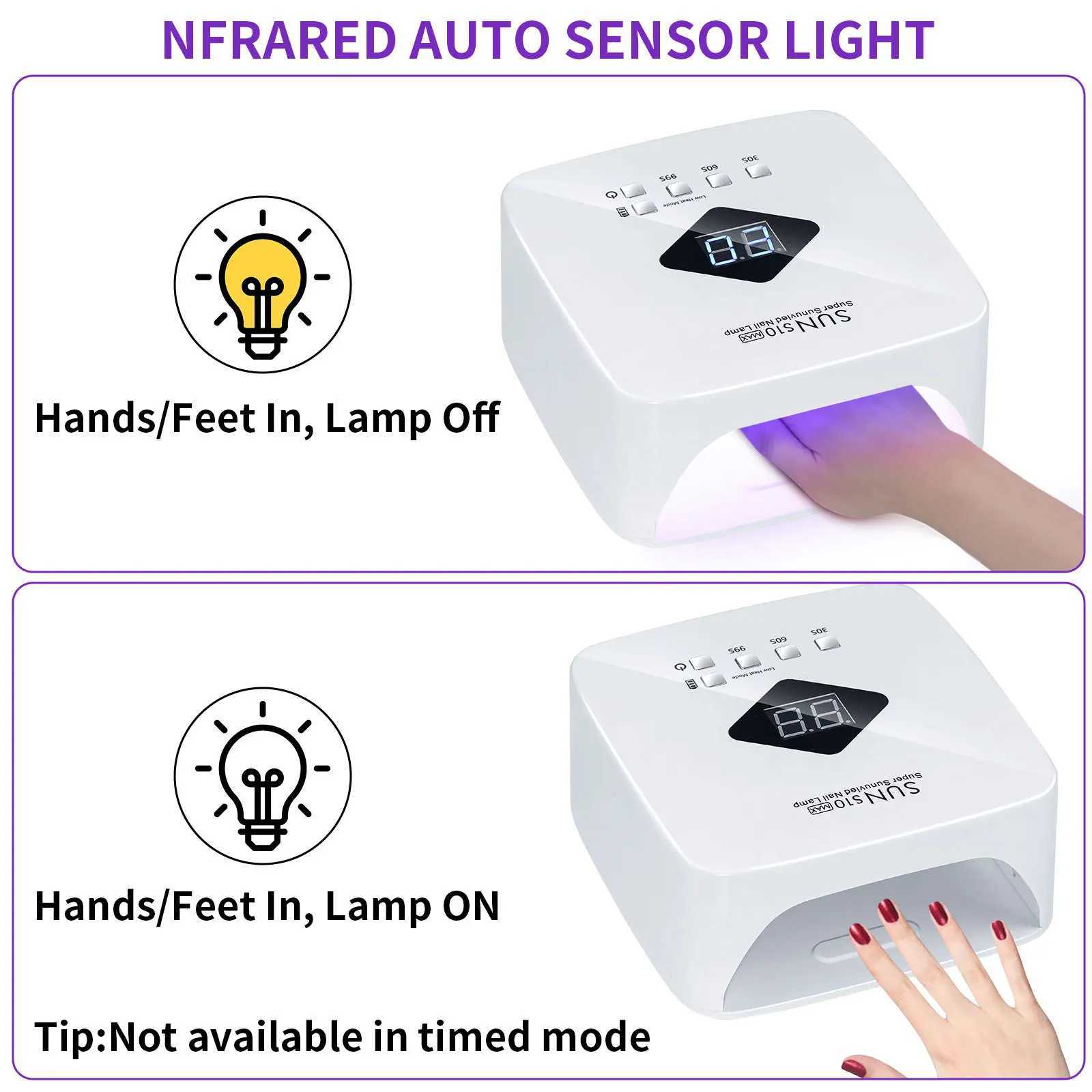 Rechargeable UV LED Smart Nail Dryer Light with HD Display for Quick Drying and Curing All Gel Nail Polish Nail Art Tools W250513