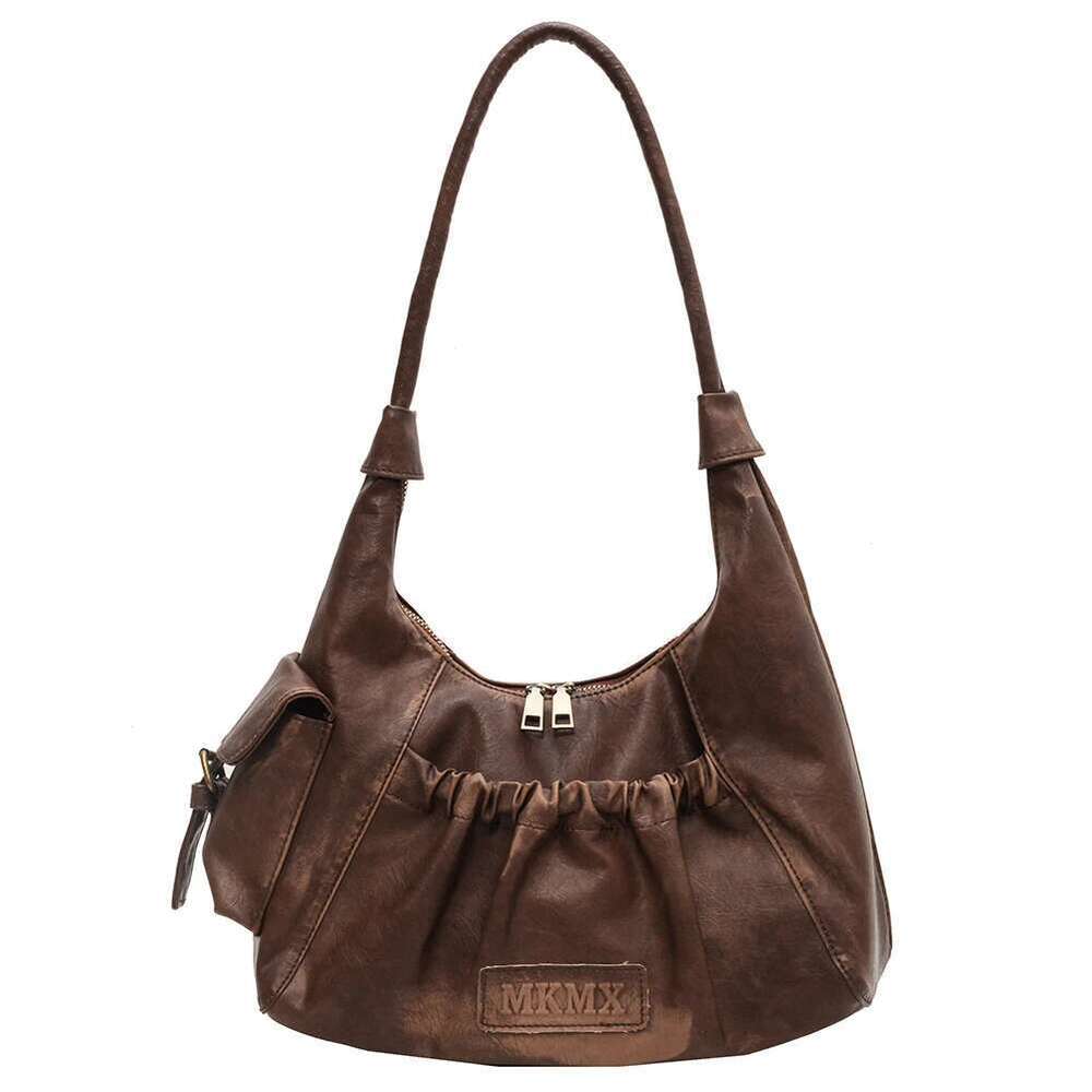 Women Retro PU Leather Fashion Tote Handbag Zipper Closure Simple Shoulder Purse Girls Outdoor Daily Bag