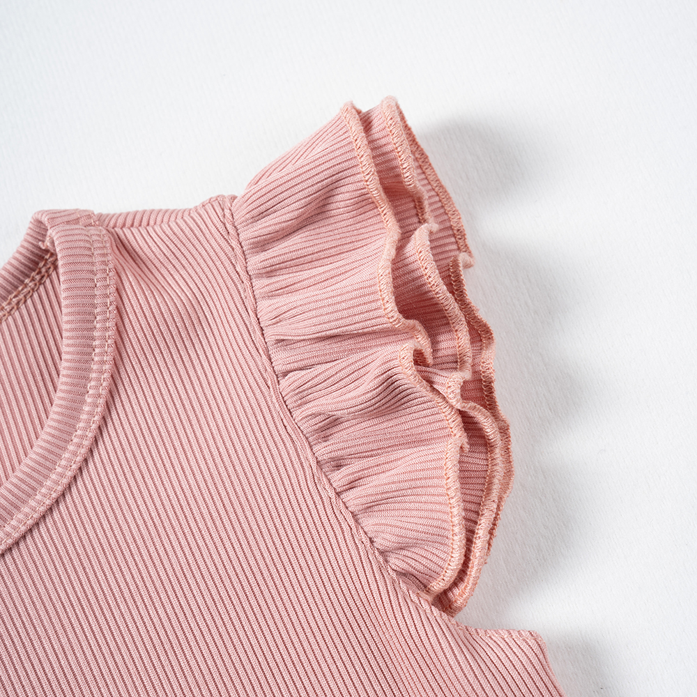 Summer baby girl set, color clashing comfortable striped double fly sleeve set, kids clothes daily and party wear for outing SY008