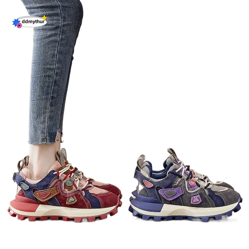 Women's 2025 soft soled stylish running shoes, color blocked internet famous sports and leisure dad shoes ddmythur