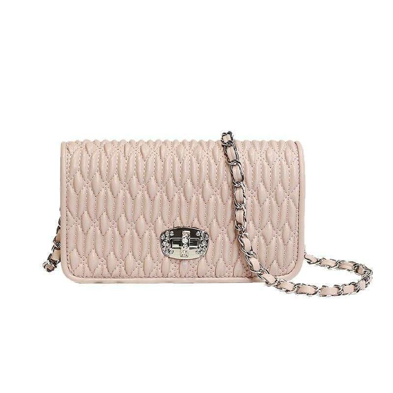 Hong Kong kKevin leather pleated women s trendy ins niche high end chain for crossbody small square bag