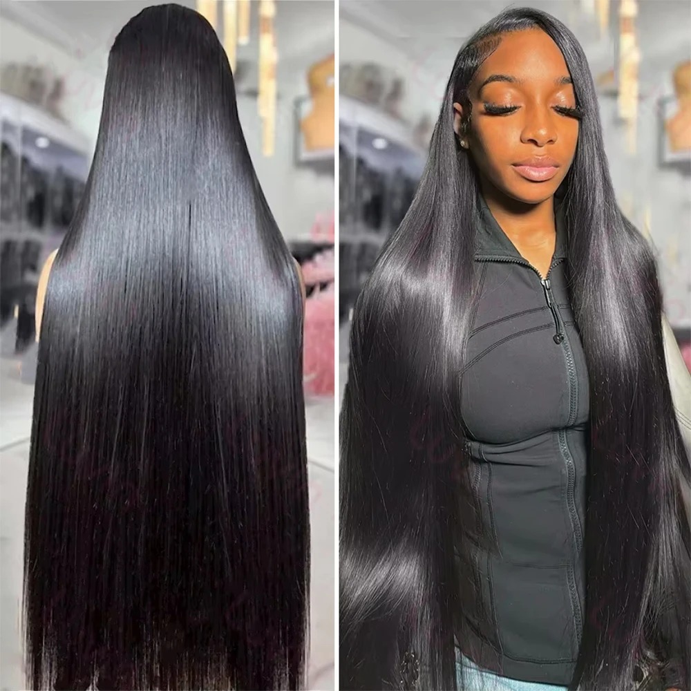 40 46 Inch 200 Density Frontal Wig For Black Women Brazilian Wigs Human Hair 5x5 Bone Straight HD Transparent Lace Front Wigs