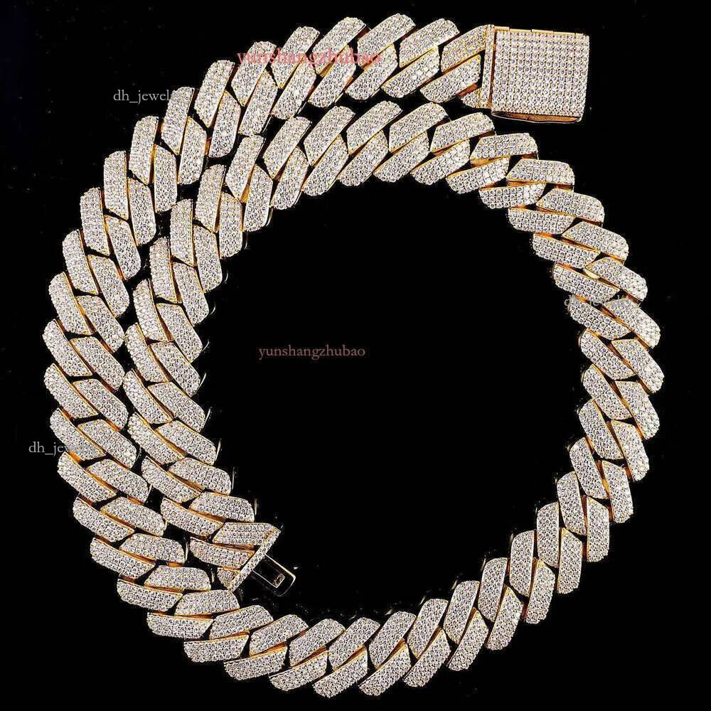 New Designer Necklace Necklaces Pass Dia Test 15mm Wide Gra Moissanite Gold Sterg Sier Cuban k Chain For Men Hip Hop Chains