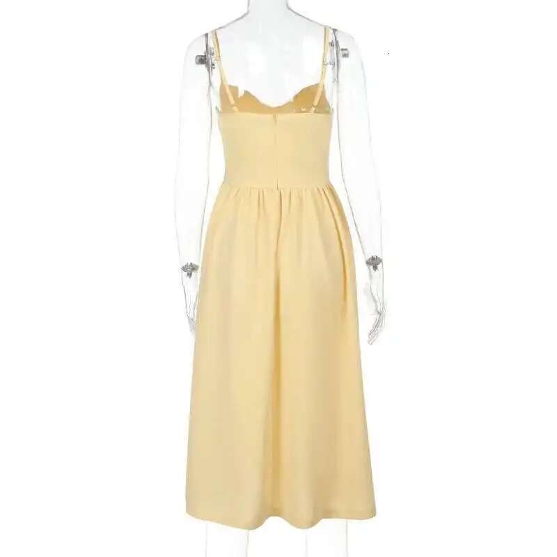 Townlike Elegant Midi Long Waist Wrap A-line Women Spaghetti Strap 2025 Spring Summer Dress Nightclub Sexy Party Dresses