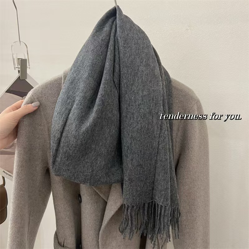T695 Australian solid color wool scarf for women, all-match, warm, high-end narrow style in winter