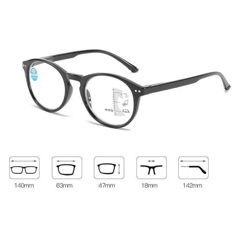 Round Frame Progressive Glasses Men Ultralight HD Multifocal Reading Glasses Ladies Women Blue Light Blocking Presbyopia Eyewear W250513