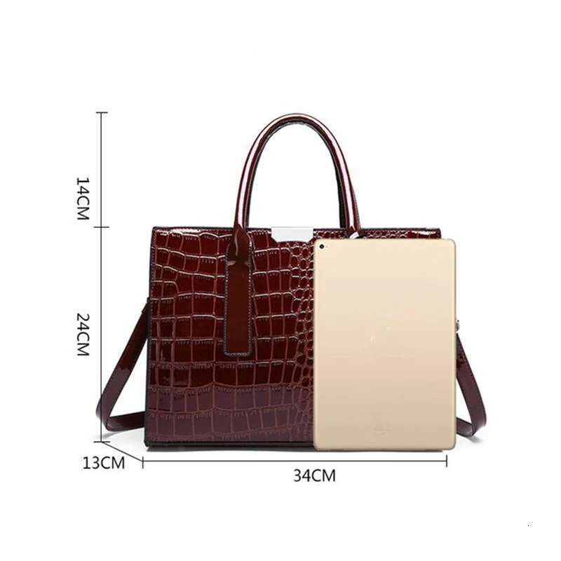 Handbags Alligator Designer PU Patent Leather Crossbody For Women Tote Retro Ladies Messegner Shoulder Bag Bolsa