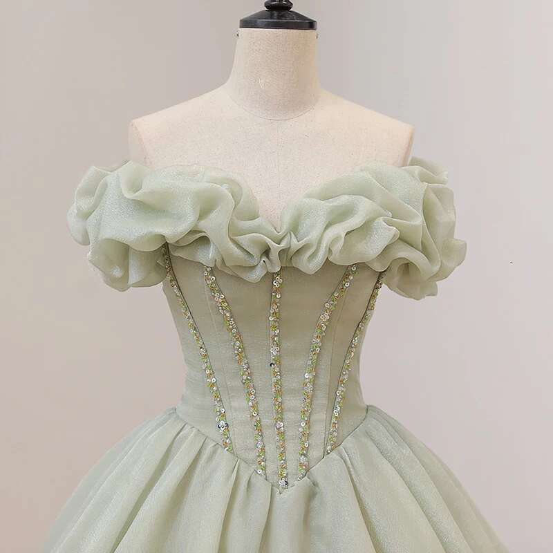 Customized Light Green Ball Gown Women Quinceanera Dresses Sequins Prom Birthday Party Gowns Formal Vestido De Noche