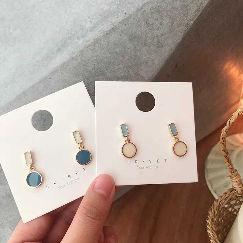 Korean Round Square Enamel Pendant Earring New Temperament Simple Contrast Color Earrings Lovely Jewelry Wholesale Gift Y250510