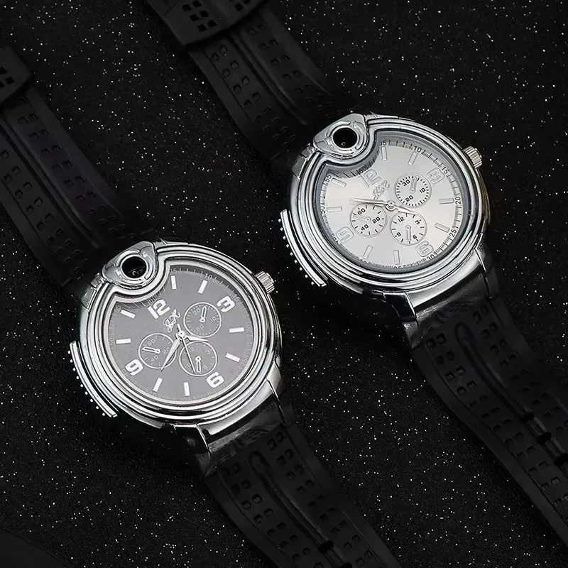 New Trendy Metal Gas Watch Lighter Men Outdoor Windproof Portable Rechargeable Lighter Fashion and Cool Personty Gift 2025 Y250513