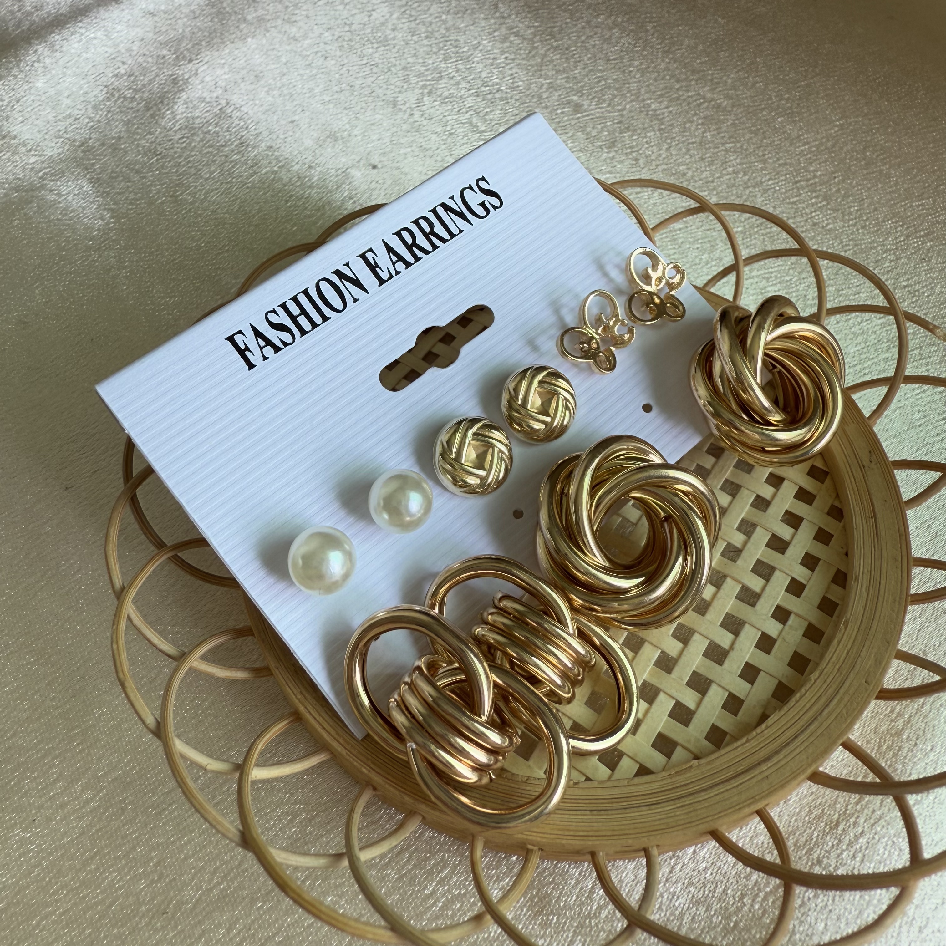 Chic Metallic Inlayed Butterflies & Spun Beads Earrings