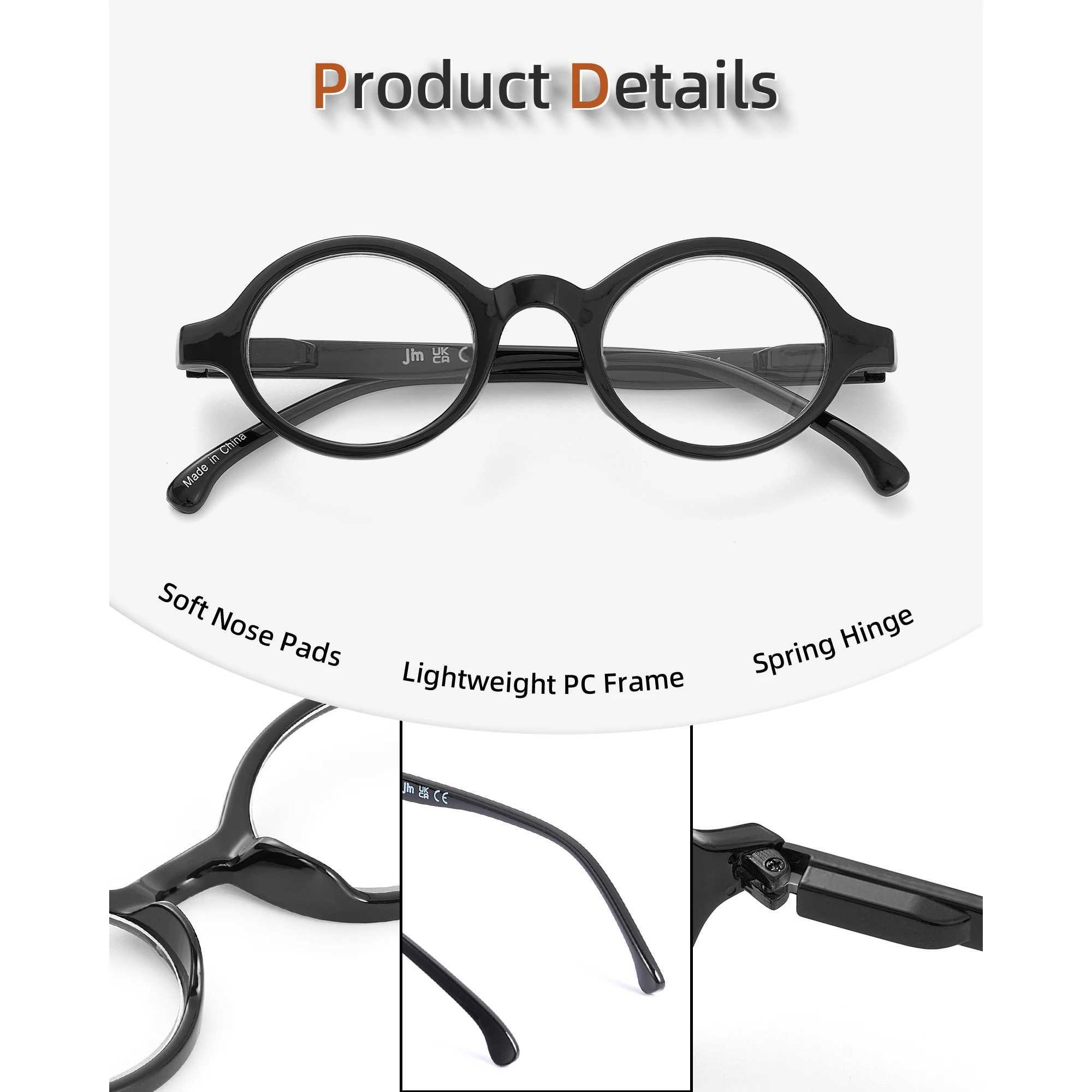 JM Round Reading Glasses Spring Hinge Readers Men Women Reading Glasses W250513