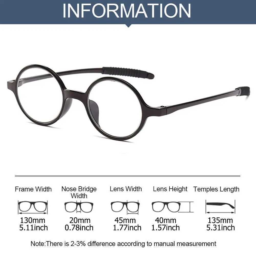 Fashion Women Reading Glasses Men Vintage Round Stylish Frame Presbyopia Eyeglasses Ultralight Hyperopia Eyewear +1.0 +4.0 W250513
