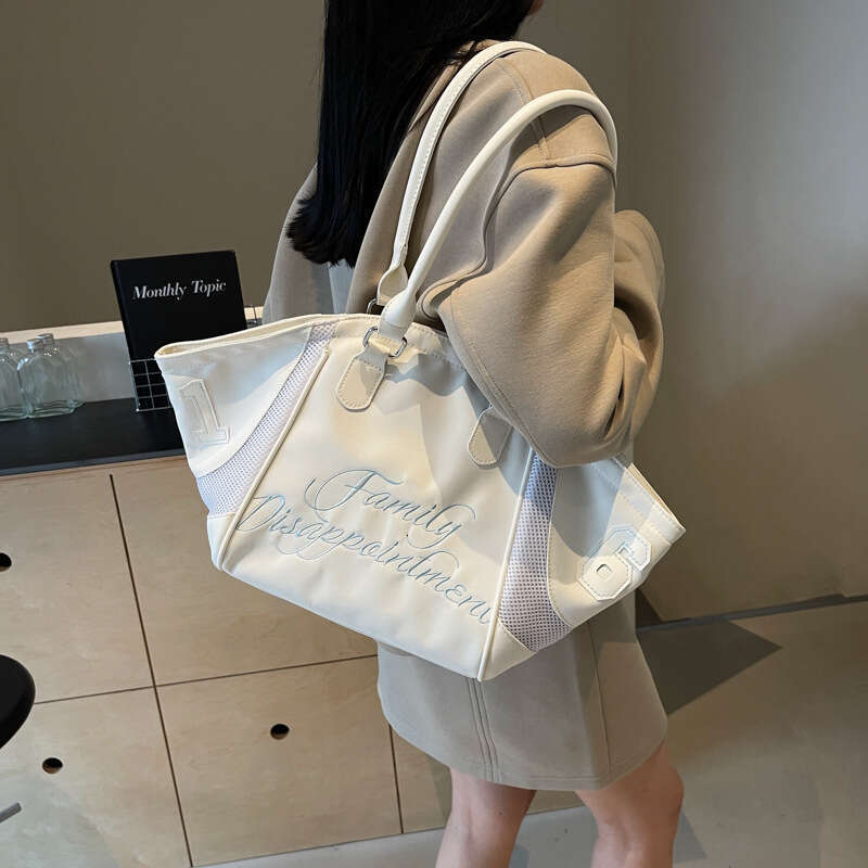Bowling Handbag for Women, Large Capacity Embroidered Letter Single Shoulder Crossbody Sports Travel Underarm Bag, 2025 New Casual Versatile Fashion C