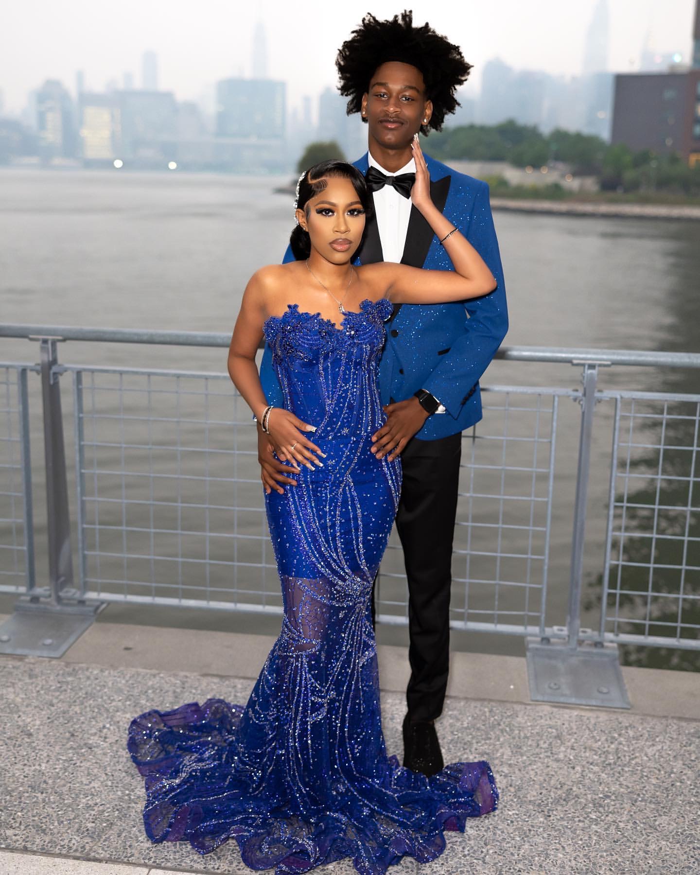 Royal Blue Mermaid Plus Size Prom Dresses 2025 Sequined Crystals Lace UP Evening Formal Party Second Birthday Engagement Gowns Dress For Special Occas