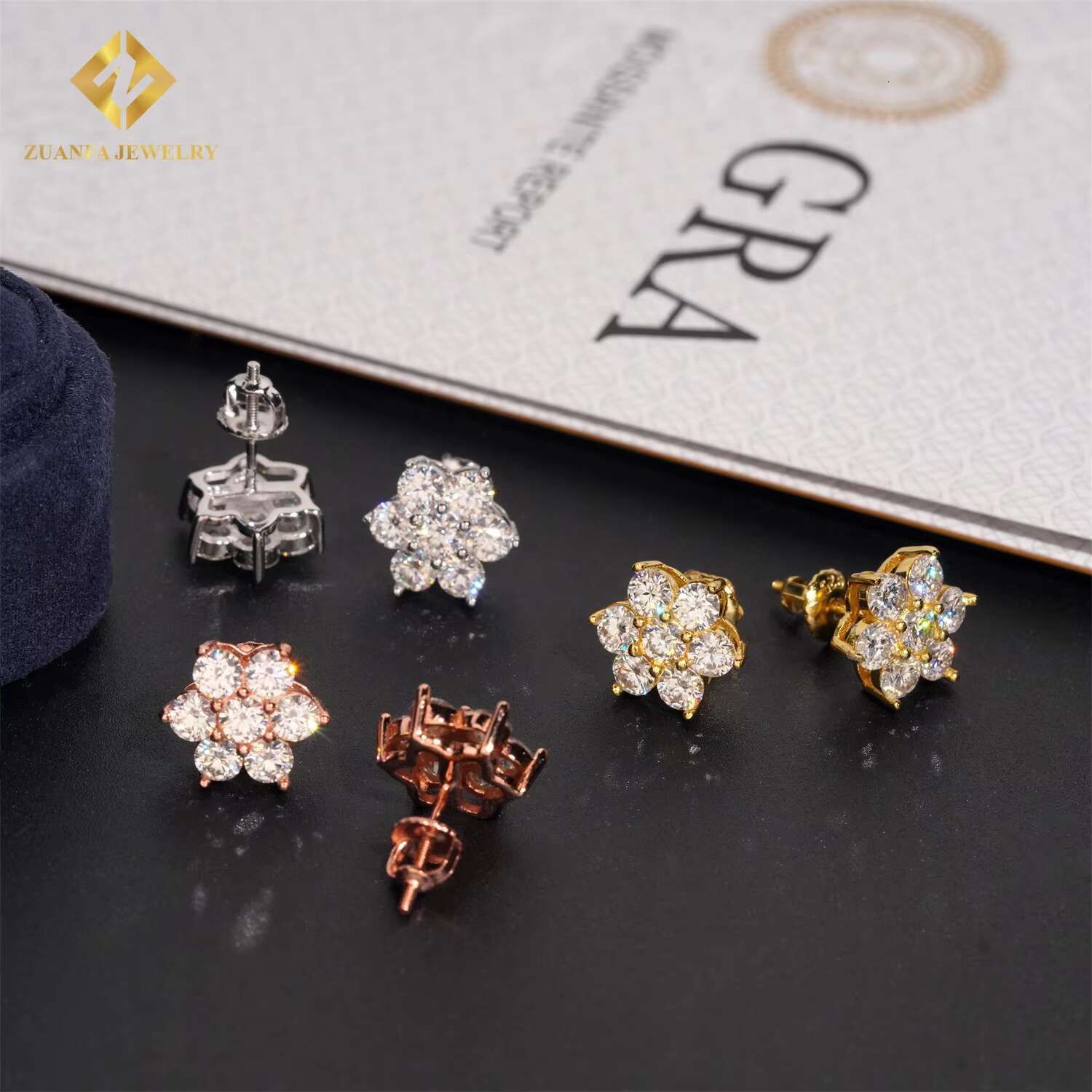 Fast Shipping Screw Back Iced Out Round Diamond 925 Silver Earrings VVS Moissanite Fine Jewelry Hip Hop Mens Earrings