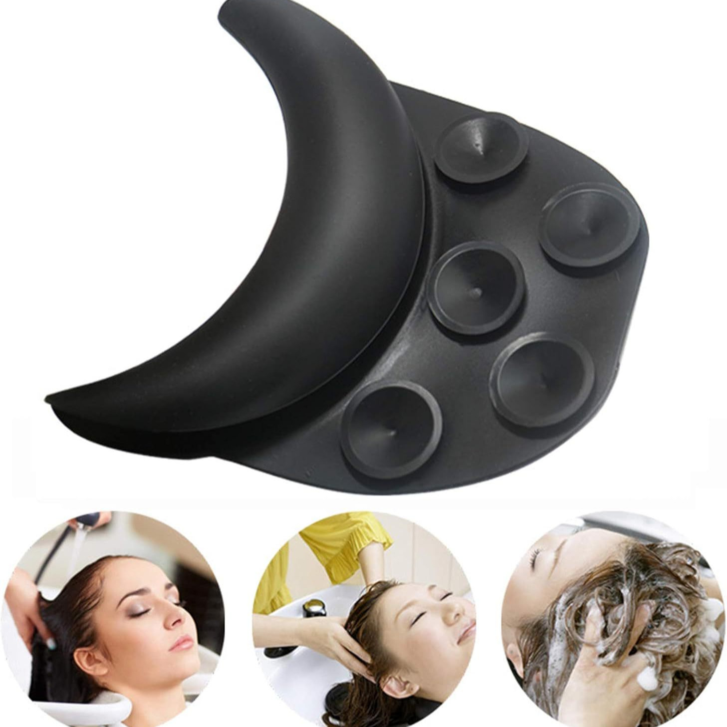 Black Silicone Hair Washing Neck Pillow Pad