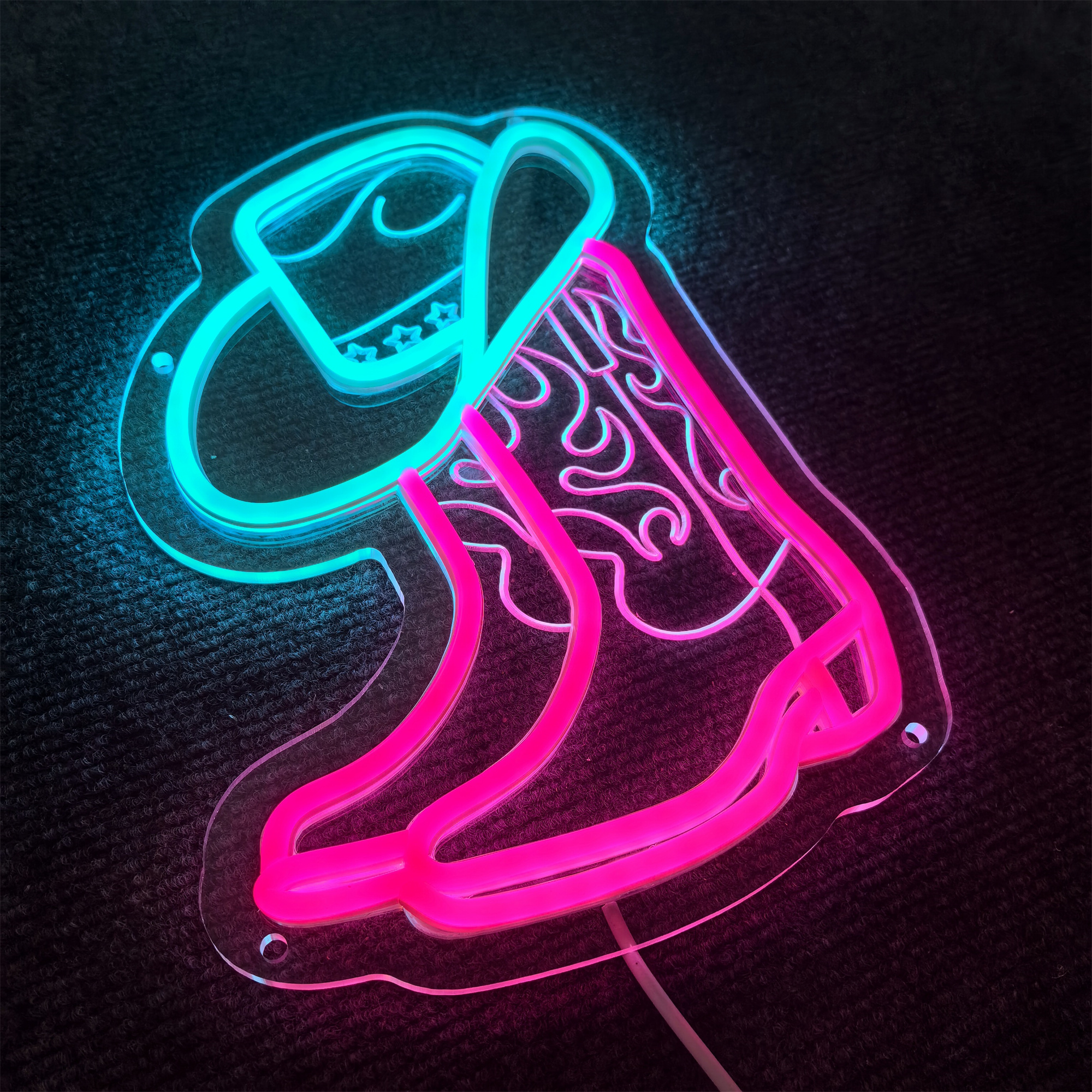 Cowboy Boot Neon Sign, Cowboy Hat Sign for Wall Decor Western Led Light for Bedroom, Bar, Office, Man Cave - Best Gifts for Rodeo Enthusiast, Birthday