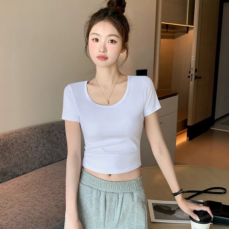 Summer Womens Basic Round Neck TShirt Pure Cotton Soft Breathable Casual Tee MultiColors 250513