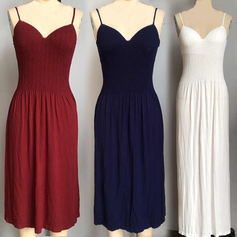 H14168 Large size sling cup comfortable home dress can be worn outside knitted sling long skirt for women
