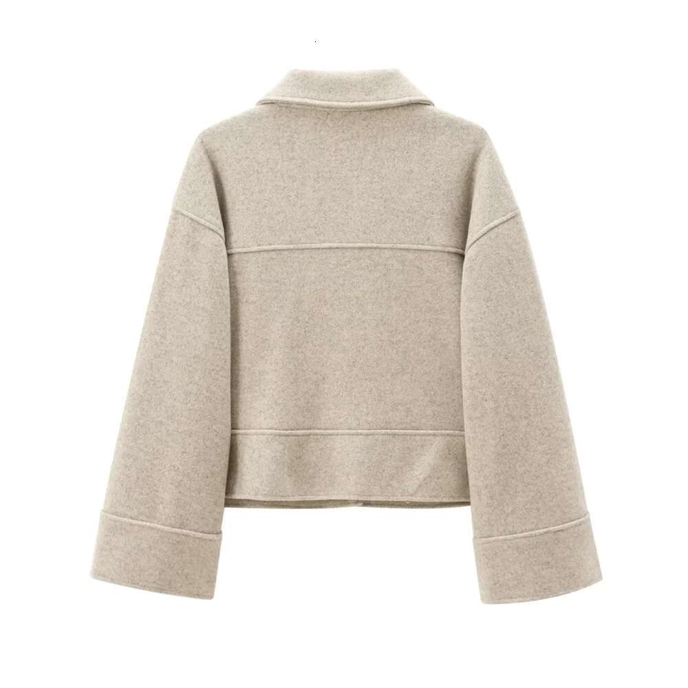 Kar&Otza 24 Autumn New Solid Color Loose Soft Felt Coat with Collar and Long Sleeve Fashion Casual Top