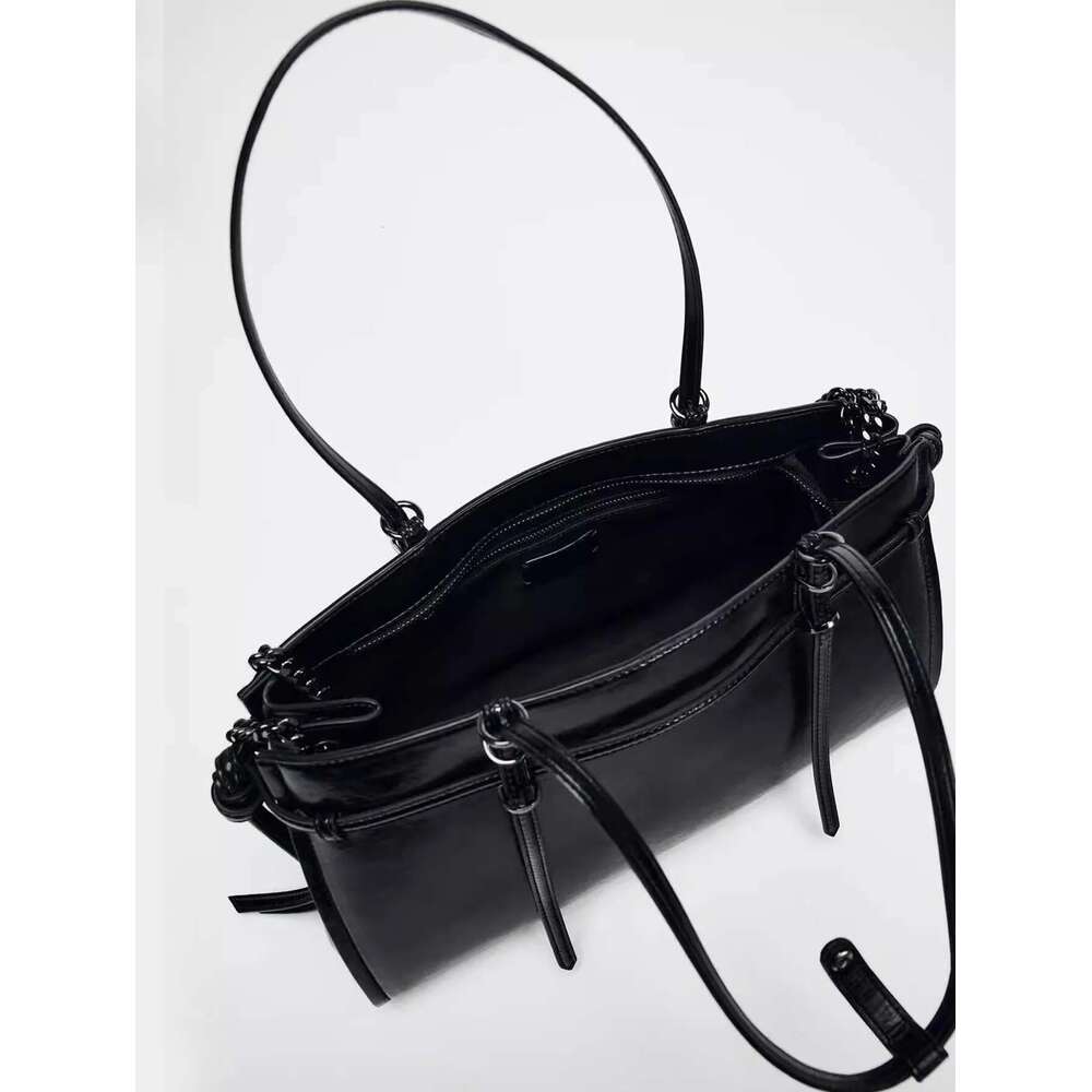 New Atmospheric Hand-Held Women's Bag, Black Extended Version, Double Strap, Fashionable And Simple Casual Shoulder Bag