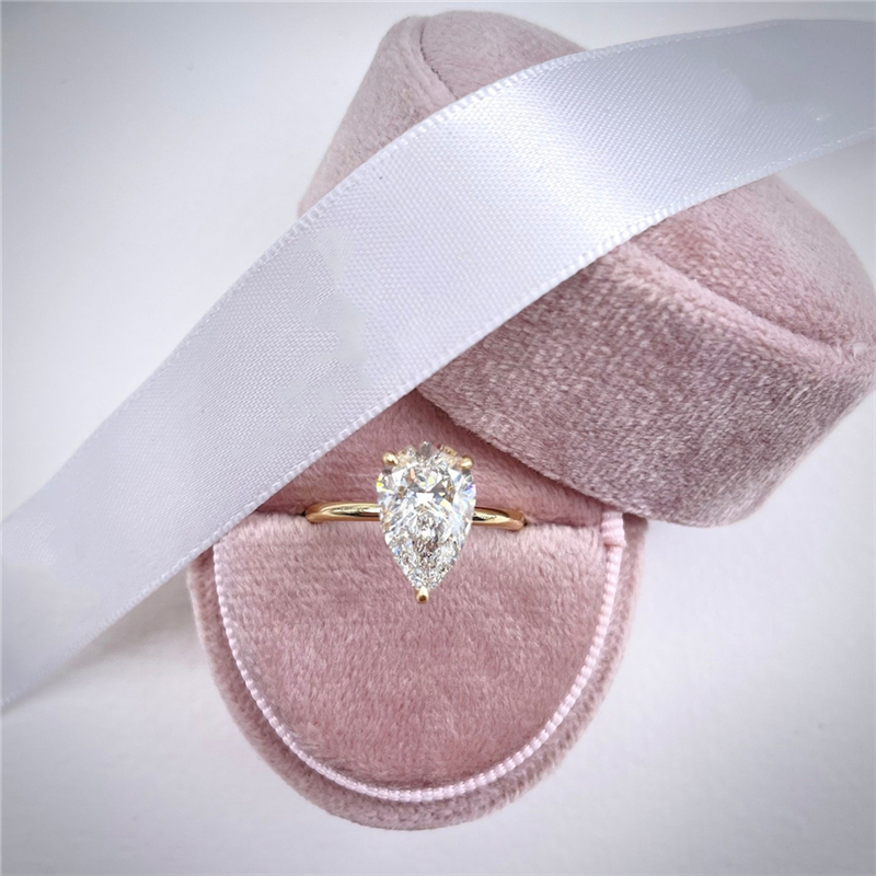 Jewelry 18K Rose Gold IGI Certificate 2.5 Carat Pear Shape Lab Grown Diamond Engagement Solitaire Ring For Women E VVS2 CVD Diamond Womens Wedding Gol