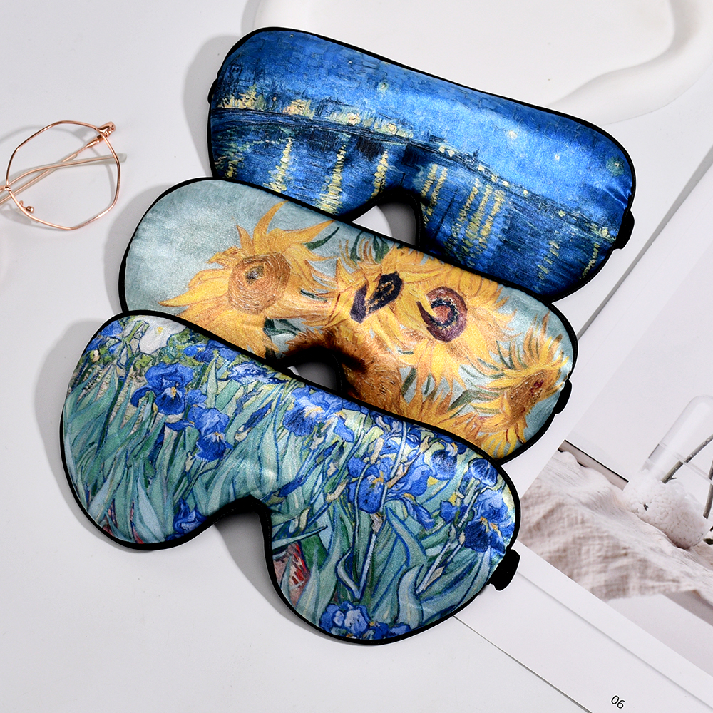 Retro Style Printed Eye Covers by Van Gogh Collection: Comfortable Unisex Traveling Sleeping Face Shield