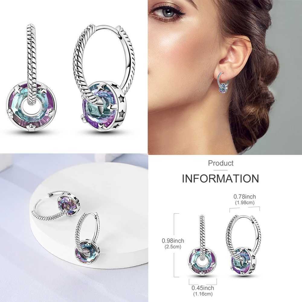 925 Sterling Silver Colored Zirconium Hoop Earrings Pave Large Circular Shape Earring Gift For Women Jewelry Anniversary Wedding Y250510