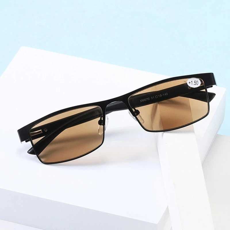 Fashion Reading Glasses Color Changing Metal Frame for Men Chameleon Eyeglasses with Presbyopia +1.0 To +4.0 Men Glasses W250513