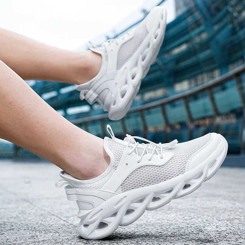 YRZL Men Casual Shoes White Sneakers Running Shoes for Men Lace Up Lightweight Breathable Anti Slip Cfortable Sports Shoes Z250513