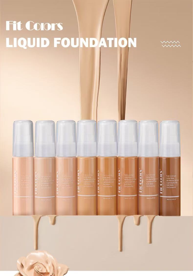Fit Color Full Coverage Makeup Creamy liquid Foundation 30ml 8 color Shades Waterproof Concealer Primer Highlighter fond de teint base Silky Smooth Hi