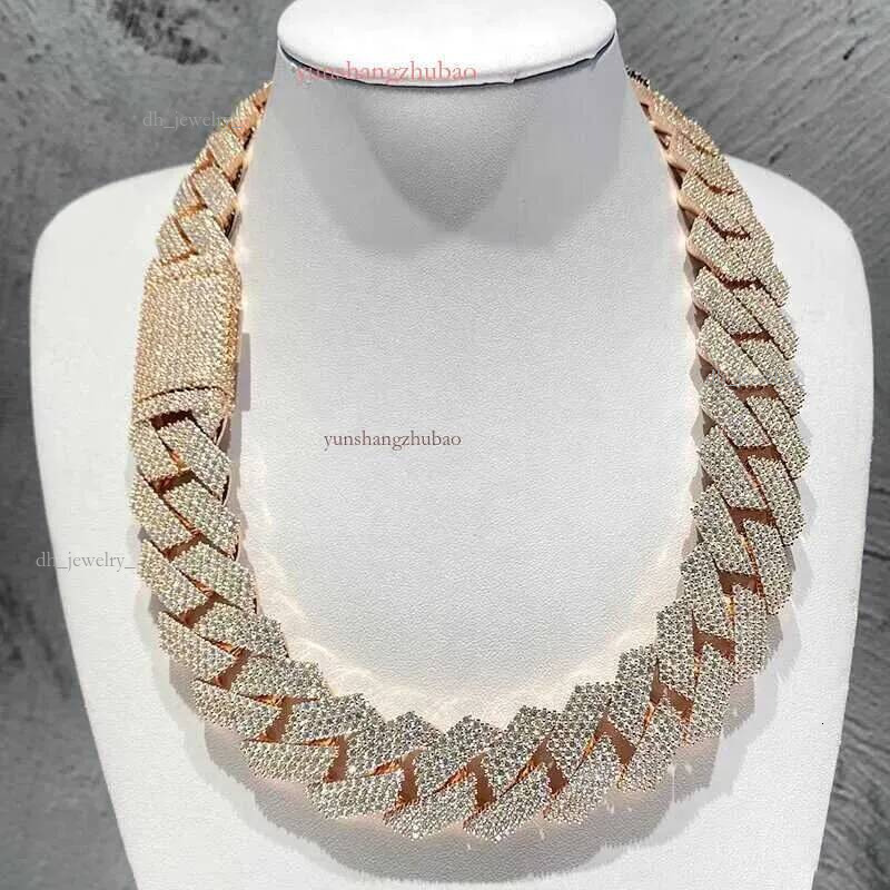 designer moissanite necklace 20mm stainless steel plated gold sier width 3 row iced out cuban k chain hop hip jewelry necklaces bracelet free shipping