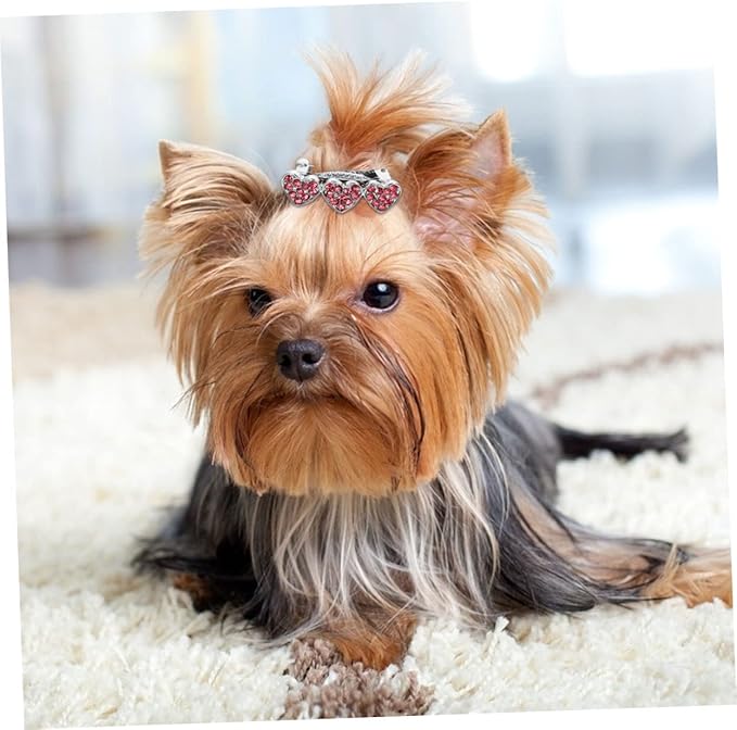 3 Pcs Rhinestone Heart Dog Hair Clips Decorative Bobby Pins for Puppies Durable Pet Accessories Elegant Hairpins for Dogs and Cats,Photography Hair Pr